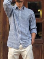 Gray and White step shirt