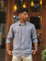Gray and White step shirt