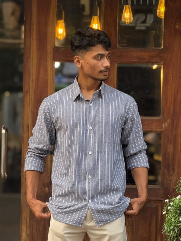 Gray and White step shirt